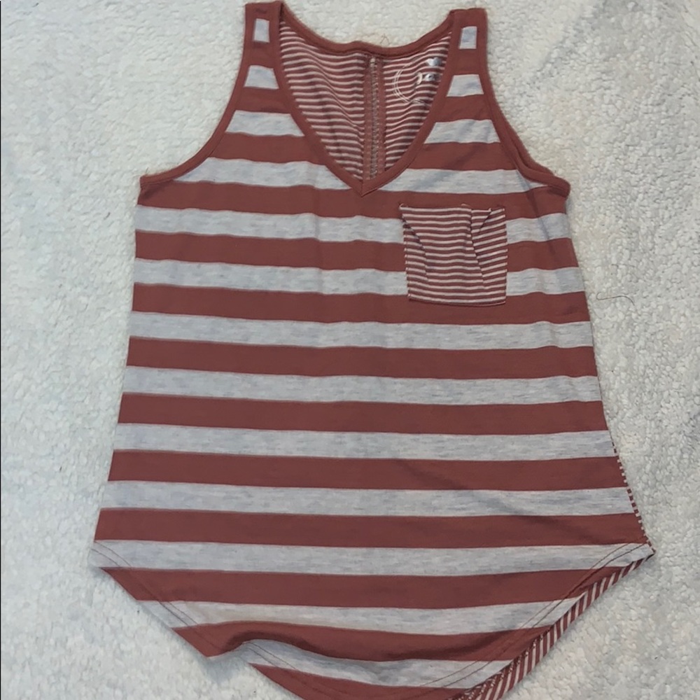 Burnt Orange Stripped Poof Tank Top